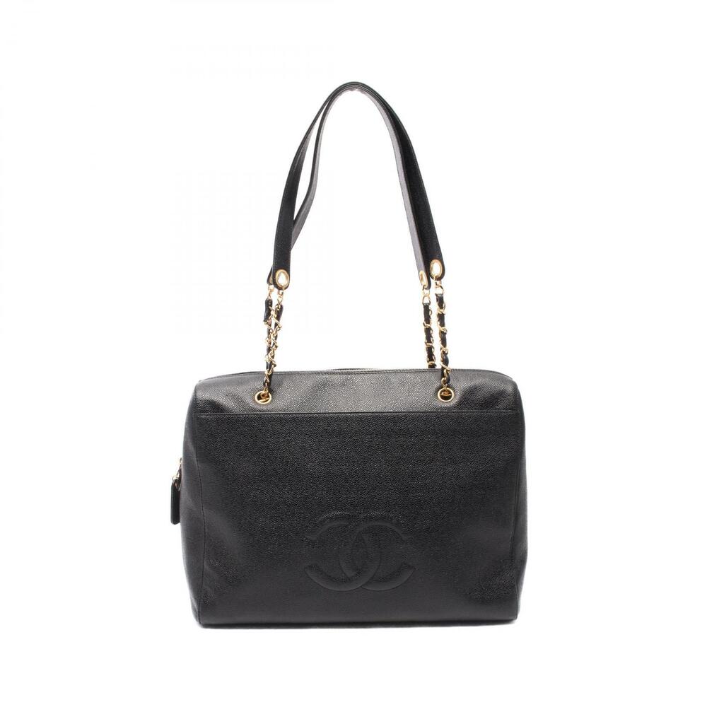Chanel Coco Mark Shoulder Bag Caviar Leather Grained Calfskin Black